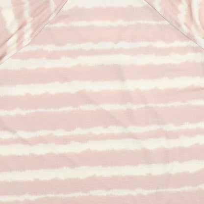 TU Womens Pink Striped Polyester Basic Blouse Size 16 V-Neck
