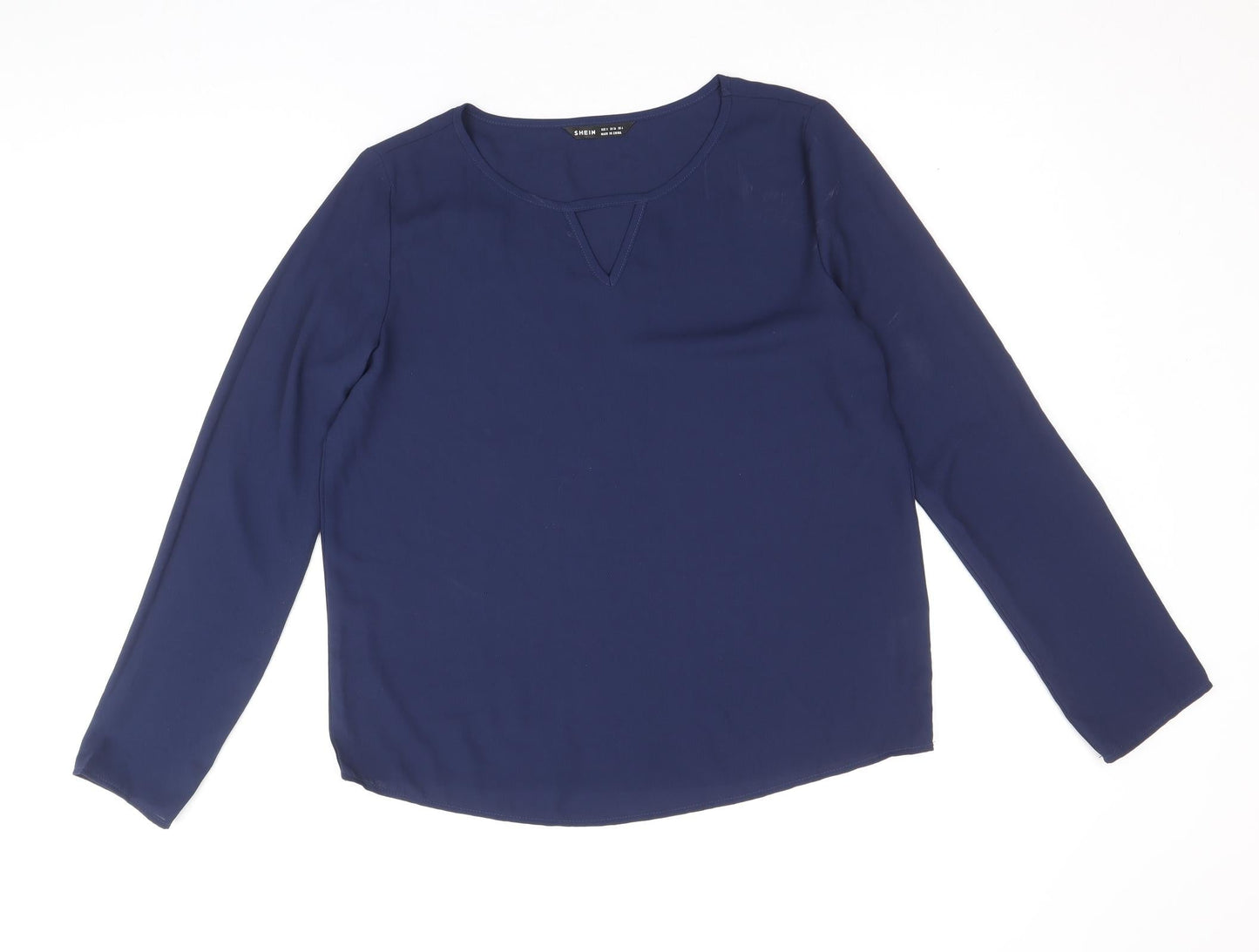 SheIn Womens Blue Polyester Basic T-Shirt Size S Scoop Neck