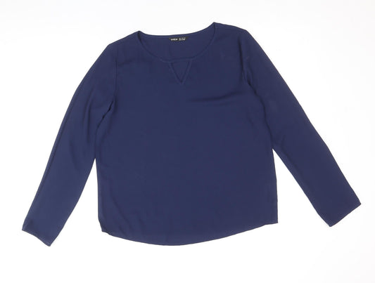 SheIn Womens Blue Polyester Basic T-Shirt Size S Scoop Neck