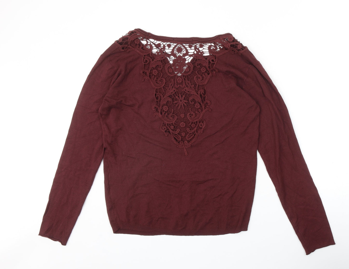 Jasmine Womens Red Viscose Basic T-Shirt Size L V-Neck - Size L-XL