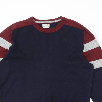 Matalan Mens Blue Round Neck Cotton Pullover Jumper Size S Long Sleeve