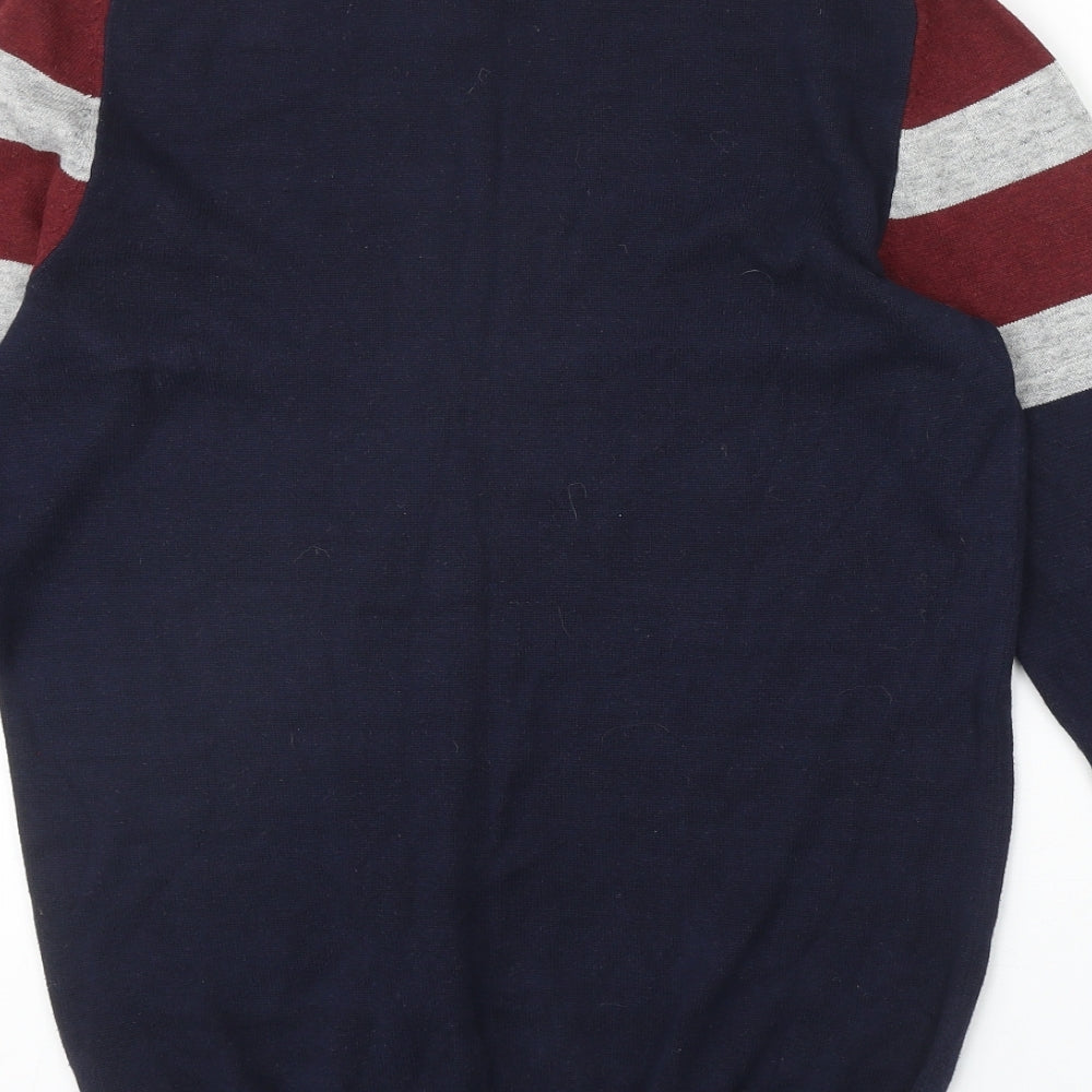 Matalan Mens Blue Round Neck Cotton Pullover Jumper Size S Long Sleeve