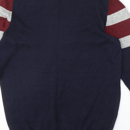 Matalan Mens Blue Round Neck Cotton Pullover Jumper Size S Long Sleeve