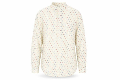 Zara Mens Beige Geometric Polyester Button-Up Size S Round Neck Button