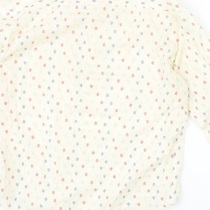 Zara Mens Beige Geometric Polyester Button-Up Size S Round Neck Button