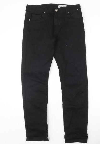 Denim & Co. Womens Black Cotton Straight Jeans Size 30 in Regular Zip