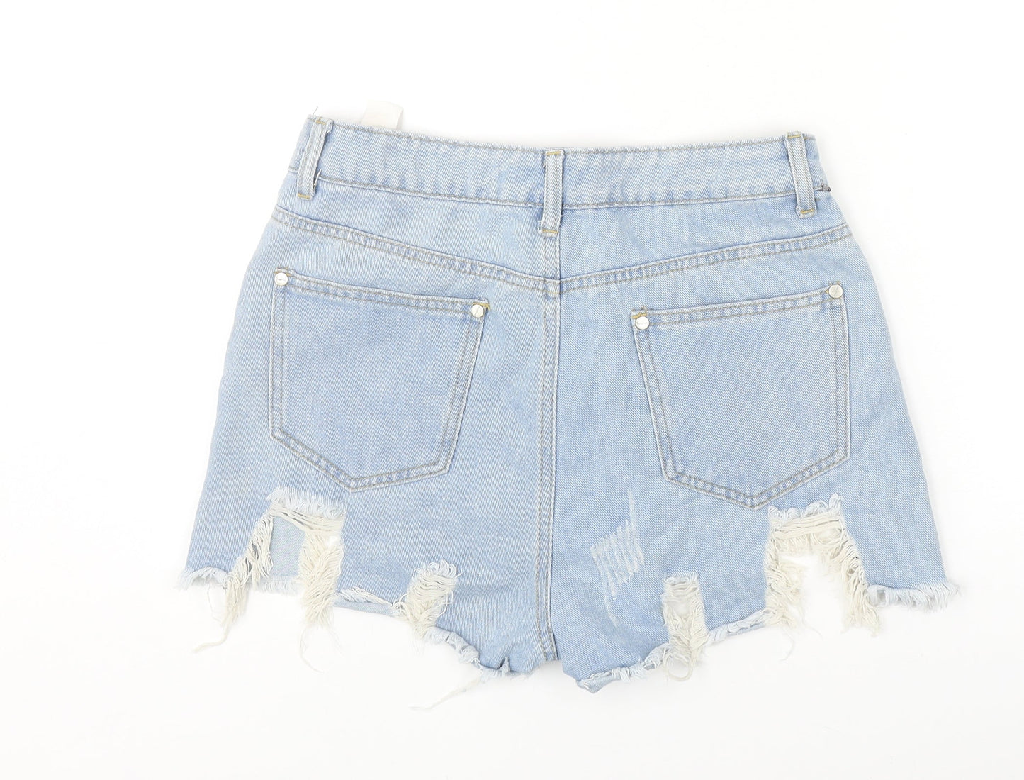 Boohoo Womens Blue Camel Cut-Off Shorts Size 10 Regular Zip