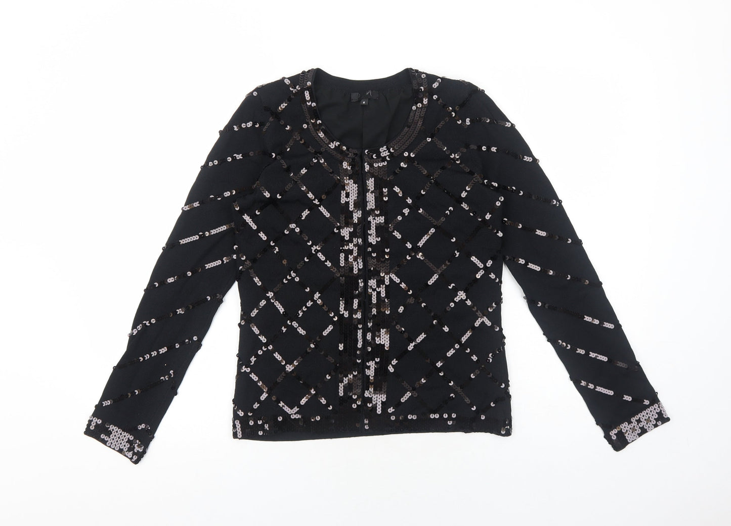 Womens UK Size 8 Preworn Black Cardigan Jumper