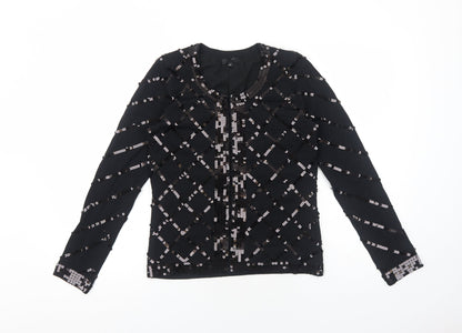 Womens UK Size 8 Preworn Black Cardigan Jumper