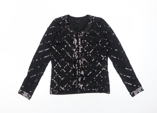 Womens UK Size 8 Preworn Black Cardigan Jumper