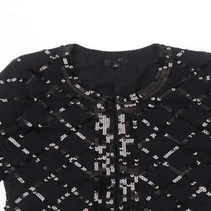 Womens UK Size 8 Preworn Black Cardigan Jumper