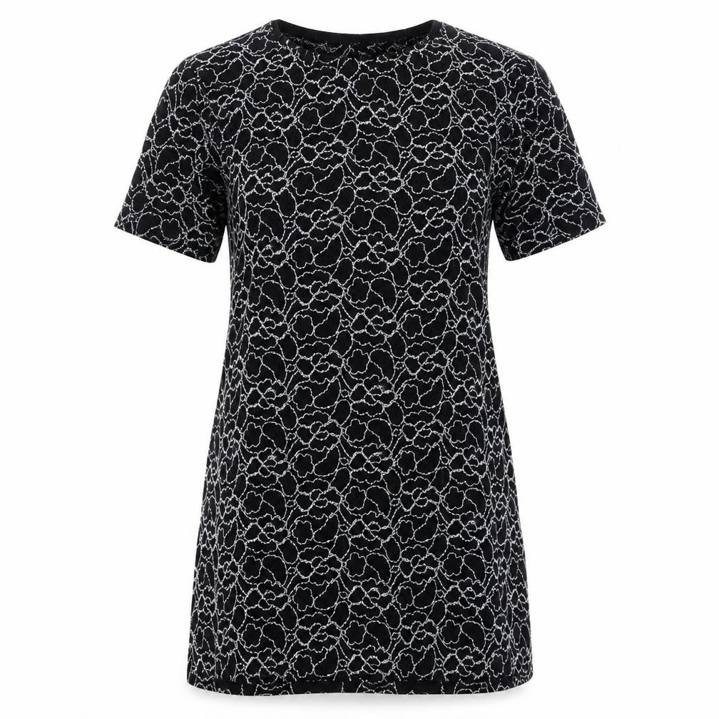 Preworn Womens Black Floral Polyester A-Line Size M Round Neck Pullover