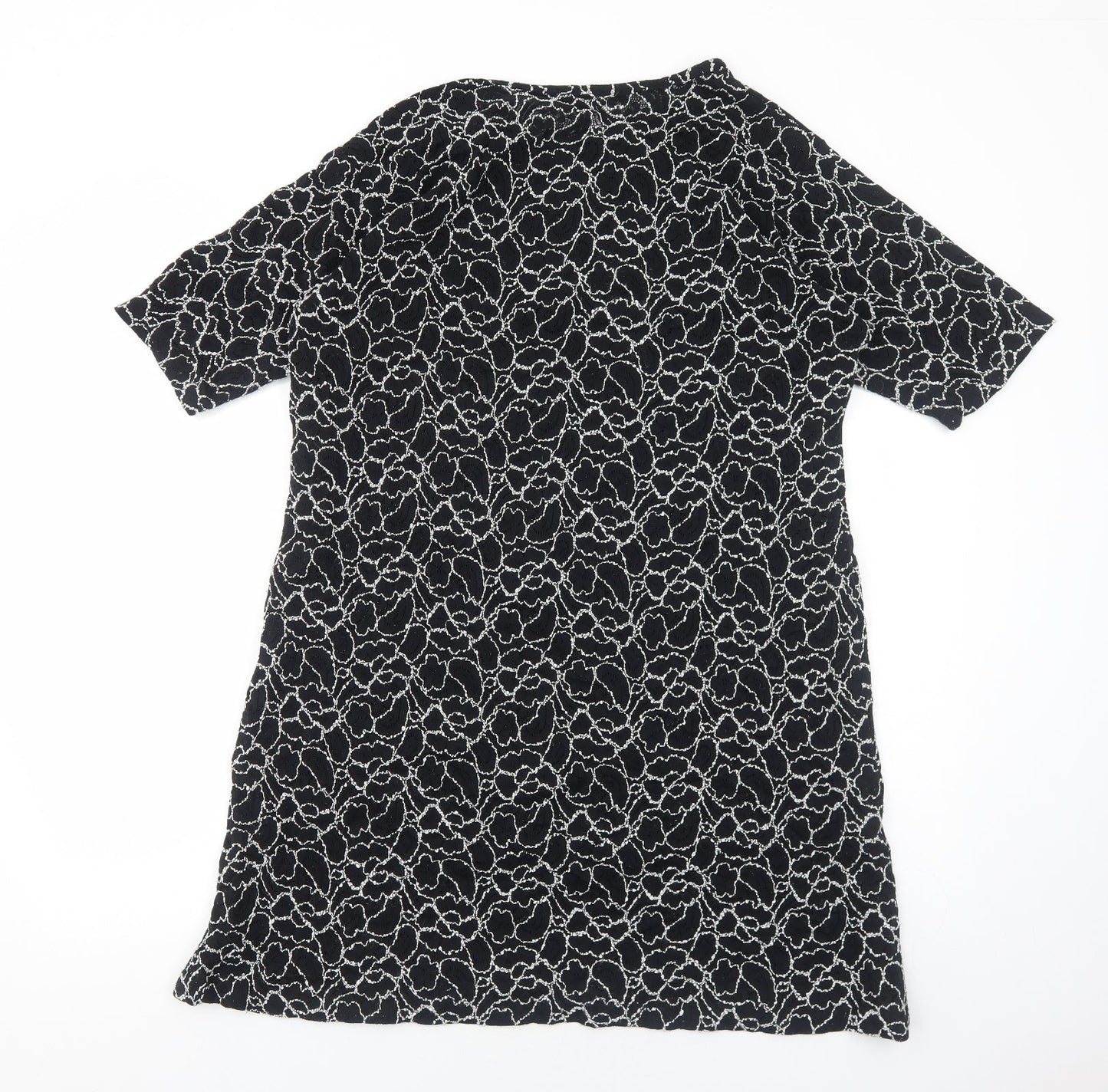 Preworn Womens Black Floral Polyester A-Line Size M Round Neck Pullover