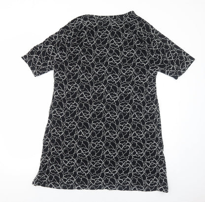Preworn Womens Black Floral Polyester A-Line Size M Round Neck Pullover
