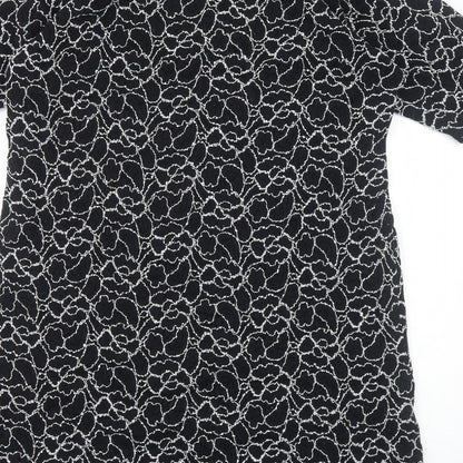Preworn Womens Black Floral Polyester A-Line Size M Round Neck Pullover