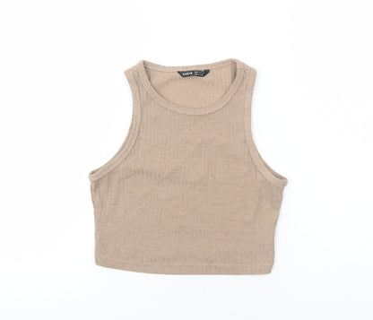 SheIn Womens Brown Polyester Basic Tank Size XS Round Neck