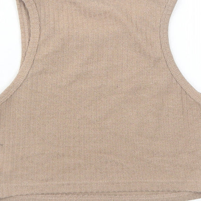 SheIn Womens Brown Polyester Basic Tank Size XS Round Neck