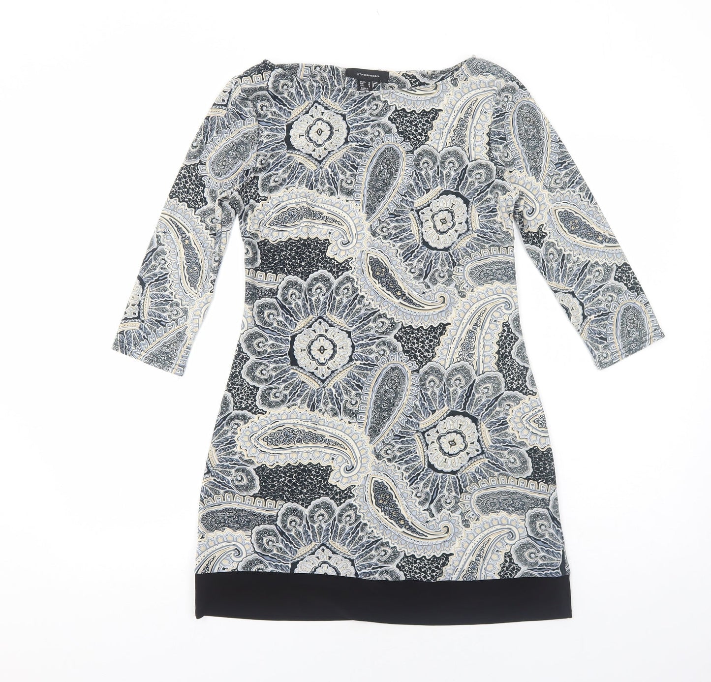 Atmosphere Womens Grey Geometric Polyester A-Line Size 10 Round Neck Pullover