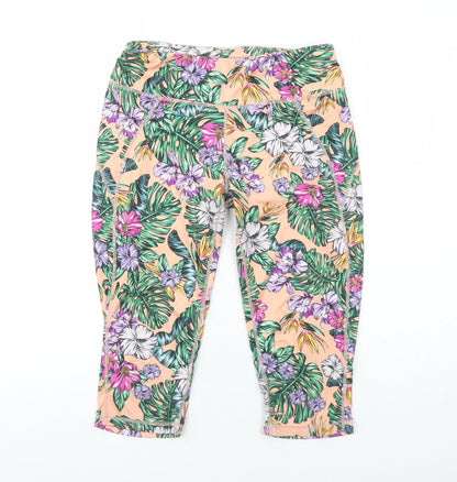 Sweaty Betty Womens Orange Floral Polyamide Cropped Leggings Size L Regular Pullover