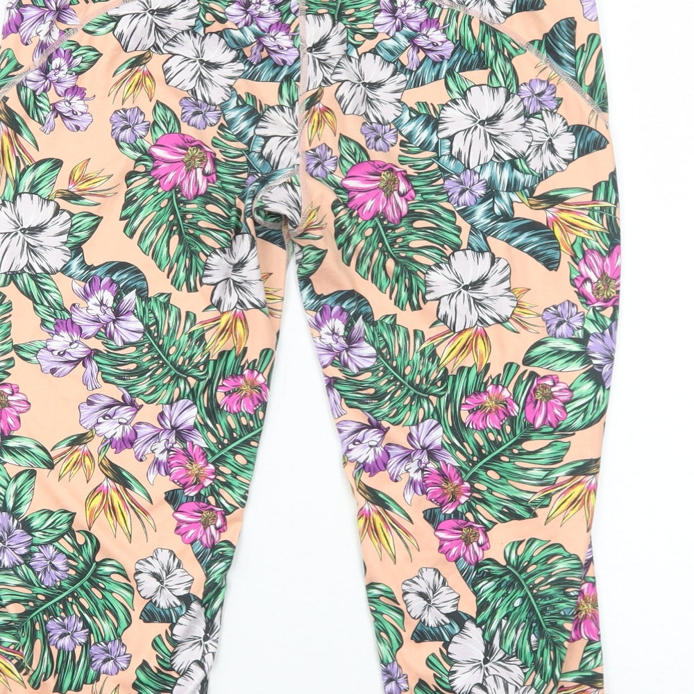 Sweaty Betty Womens Orange Floral Polyamide Cropped Leggings Size L Regular Pullover