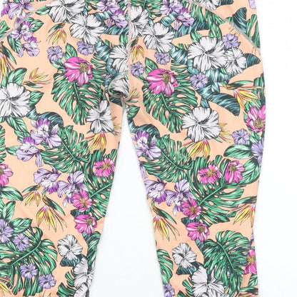 Sweaty Betty Womens Orange Floral Polyamide Cropped Leggings Size L Regular Pullover