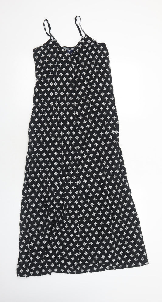 Gap Womens Black Geometric Viscose Maxi Size S V-Neck Pullover