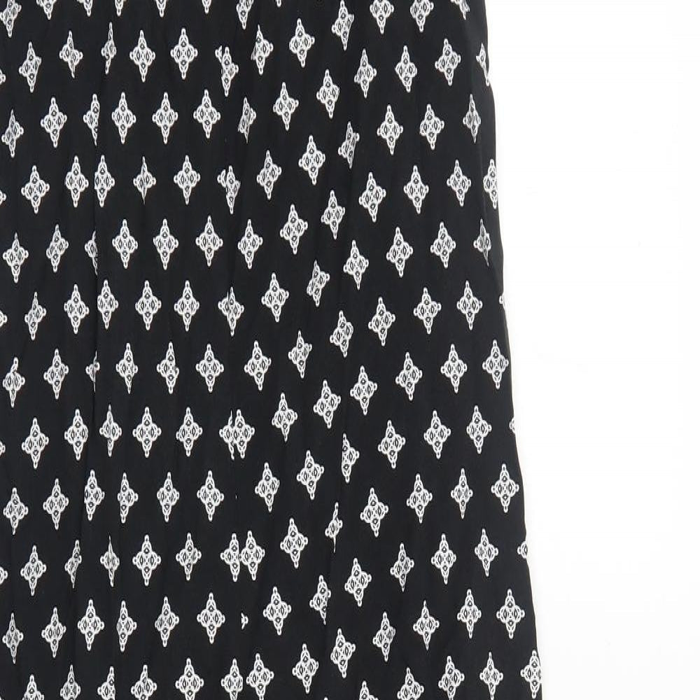 Gap Womens Black Geometric Viscose Maxi Size S V-Neck Pullover