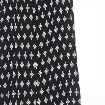 Gap Womens Black Geometric Viscose Maxi Size S V-Neck Pullover