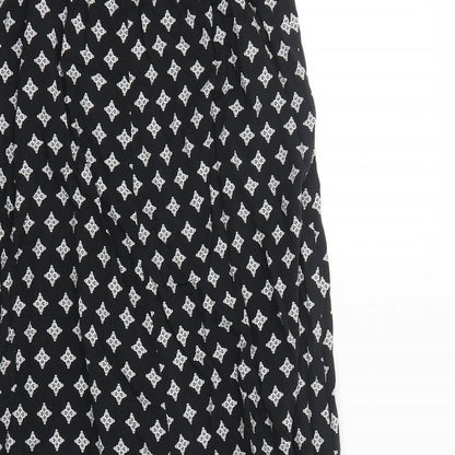 Gap Womens Black Geometric Viscose Maxi Size S V-Neck Pullover