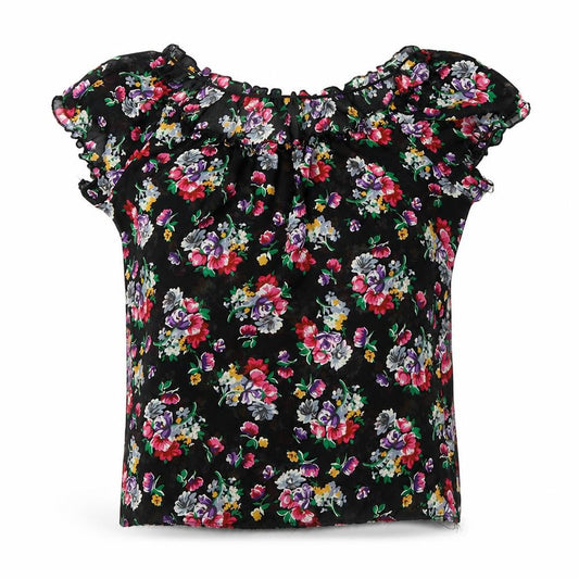 Womens UK Size M Preworn Black Cropped Blouse