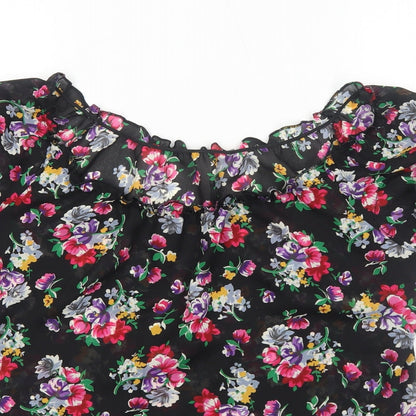 Womens UK Size M Preworn Black Cropped Blouse