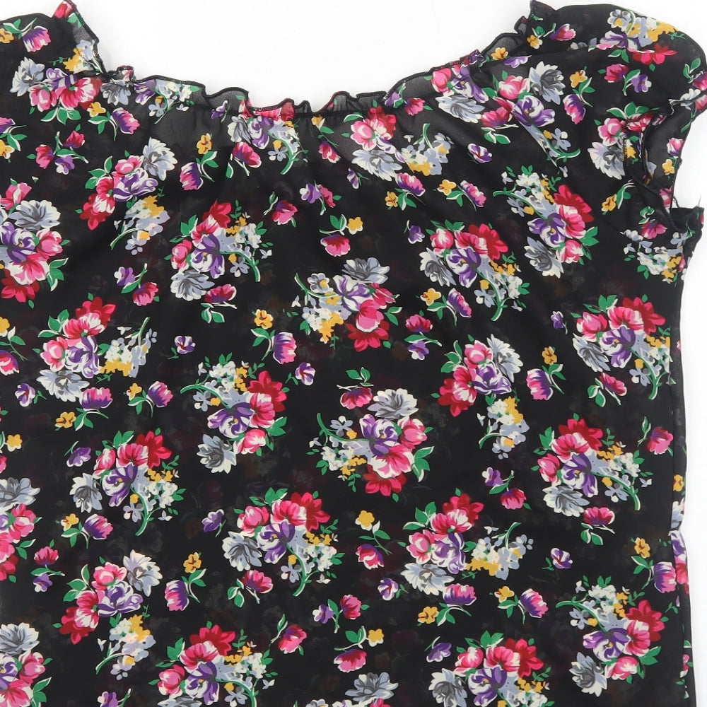 Womens UK Size M Preworn Black Cropped Blouse