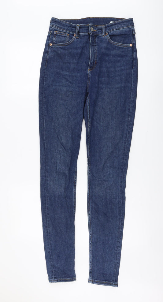Monki Womens Blue Cotton Skinny Jeans Size 31 in L32 in Regular Button