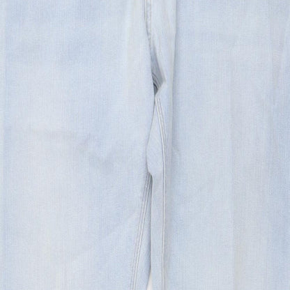 Marks and Spencer Mens Blue Cotton Skinny Jeans Size 32 in L31 in Regular Button