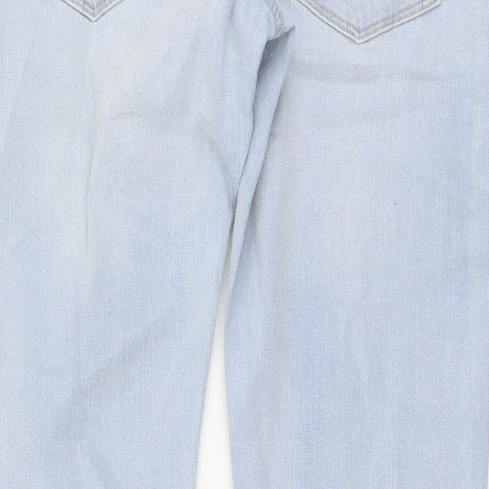 Marks and Spencer Mens Blue Cotton Skinny Jeans Size 32 in L31 in Regular Button