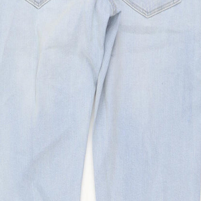 Marks and Spencer Mens Blue Cotton Skinny Jeans Size 32 in L31 in Regular Button