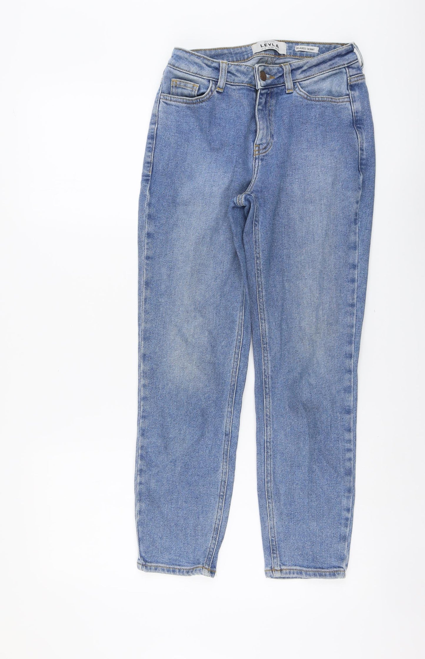 New Look Womens Blue Cotton Skinny Jeans Size 6 L25 in Relaxed Button