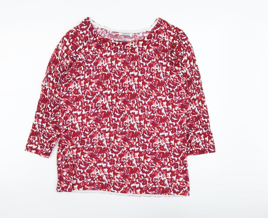 Damart Womens Red Boat Neck Geometric Viscose Pullover Jumper Size 14