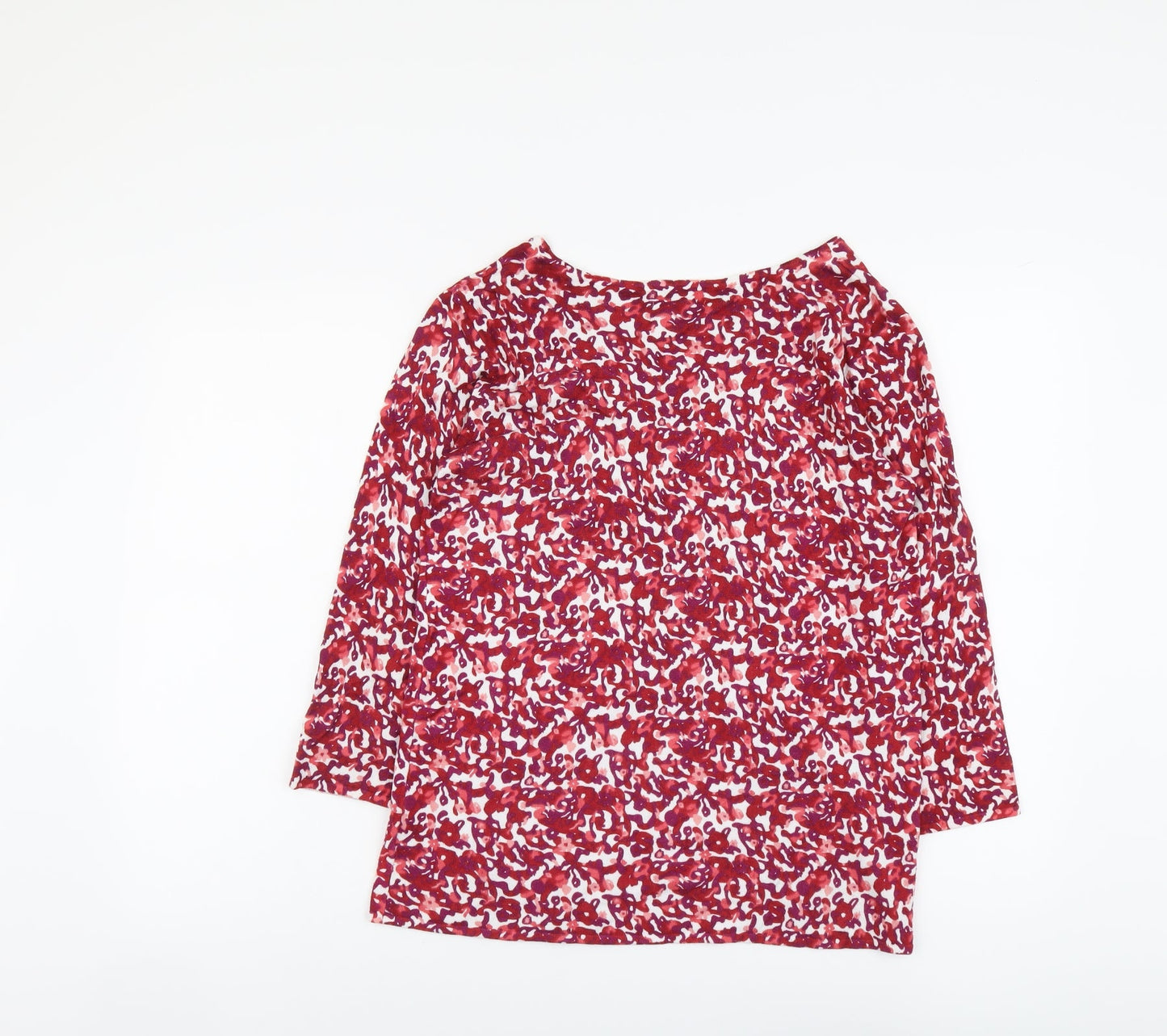 Damart Womens Red Boat Neck Geometric Viscose Pullover Jumper Size 14