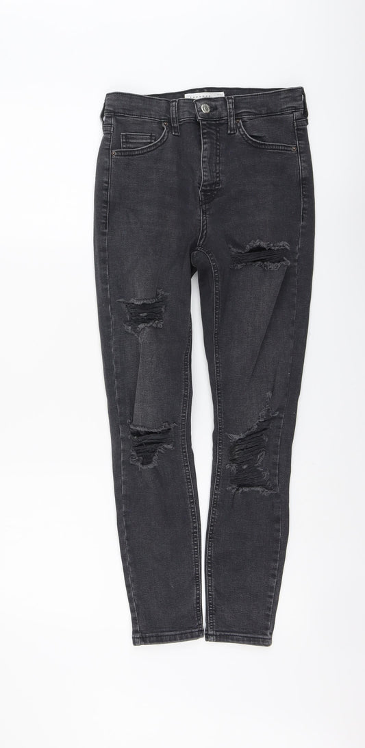 Topshop Womens Grey Cotton Skinny Jeans Size 24 in L25 in Regular Button