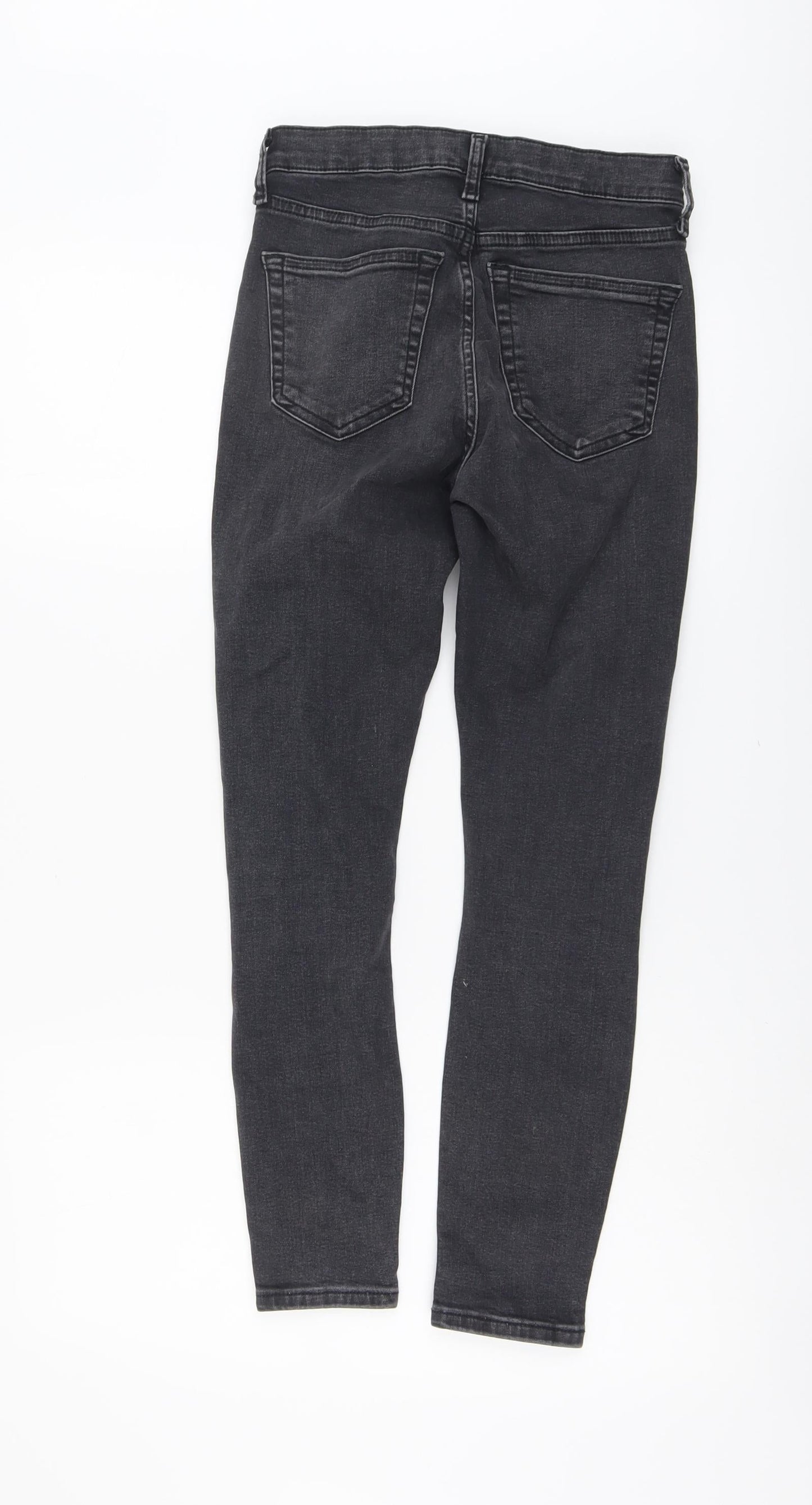 Topshop Womens Grey Cotton Skinny Jeans Size 24 in L25 in Regular Button