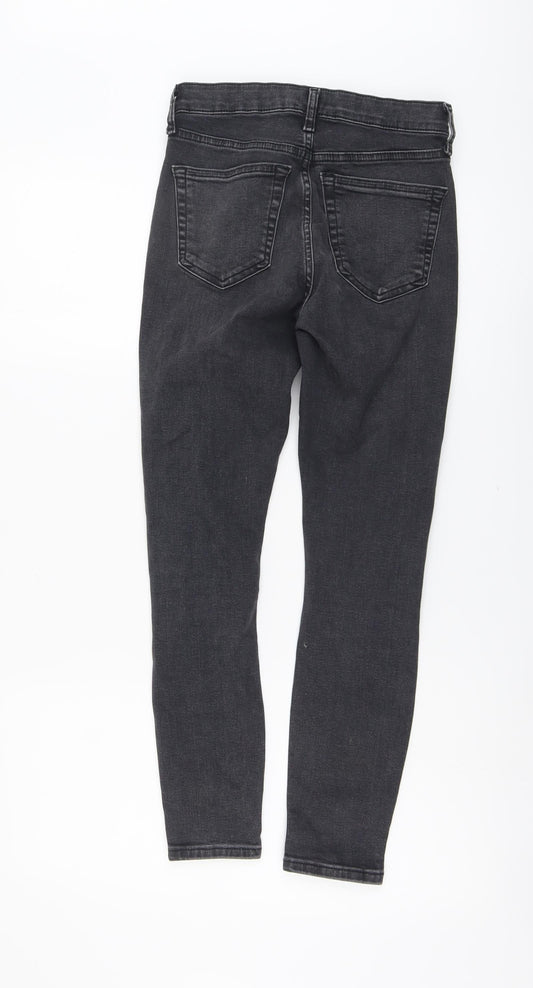 Topshop Womens Grey Cotton Skinny Jeans Size 24 in L25 in Regular Button