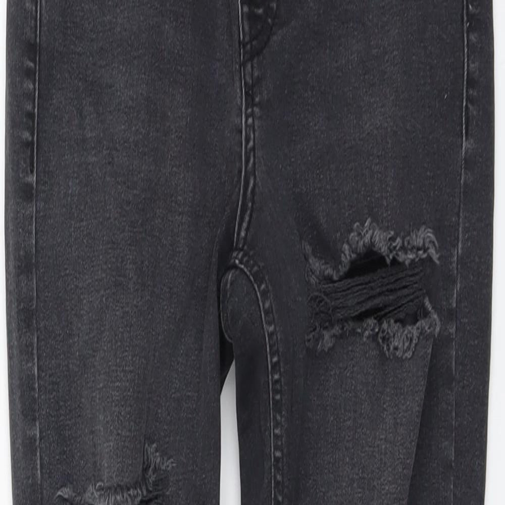 Topshop Womens Grey Cotton Skinny Jeans Size 24 in L25 in Regular Button