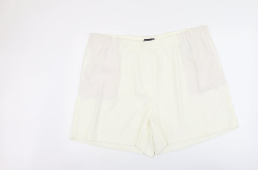 Marks and Spencer Womens Ivory Polyester Basic Shorts Size 24 L5 in Regular Pull On