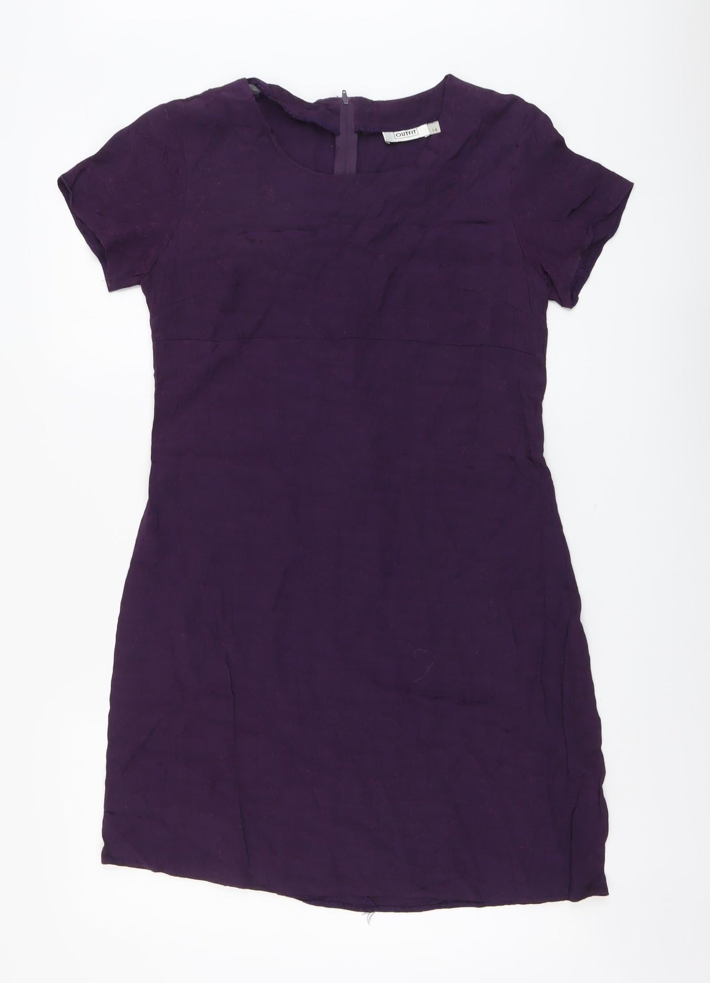 Outfit Womens Purple Viscose A-Line Size 14 Round Neck Zip