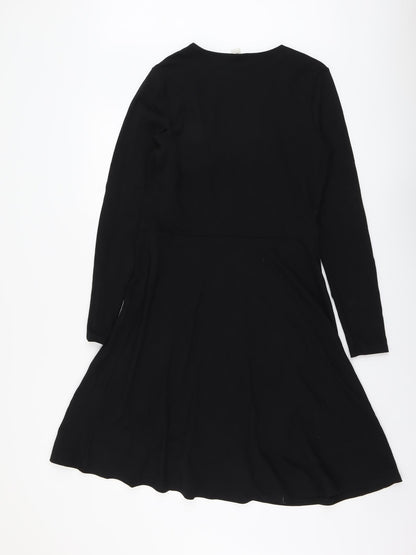 H&M Womens Black Viscose Fit & Flare Size L Round Neck Pullover