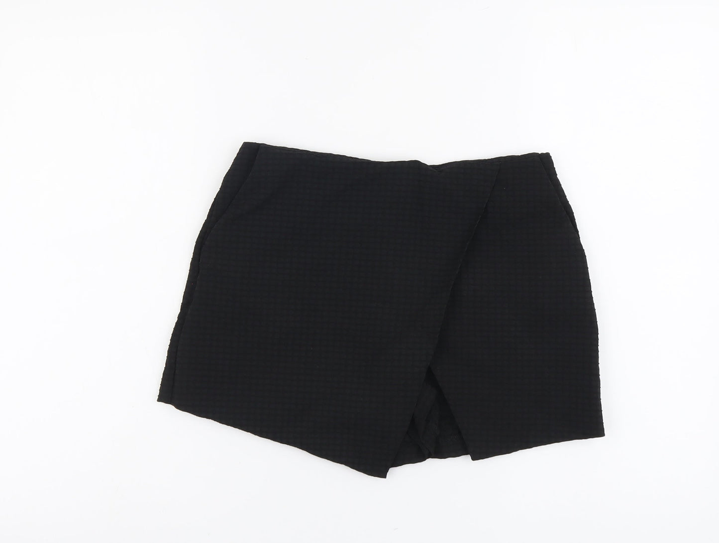 Topshop Womens Black Polyester Basic Shorts Size 10 L3 in Regular Zip