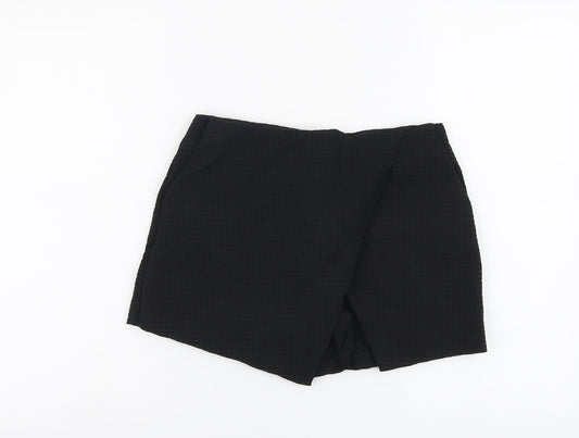 Topshop Womens Black Polyester Basic Shorts Size 10 L3 in Regular Zip