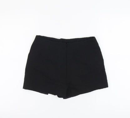 Topshop Womens Black Polyester Basic Shorts Size 10 L3 in Regular Zip