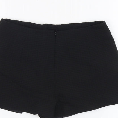 Topshop Womens Black Polyester Basic Shorts Size 10 L3 in Regular Zip
